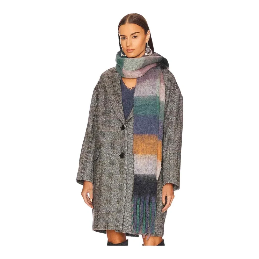 Hat Attack Bright Multicolor Plaid Studio Lofty Blanket Scarf‎ New